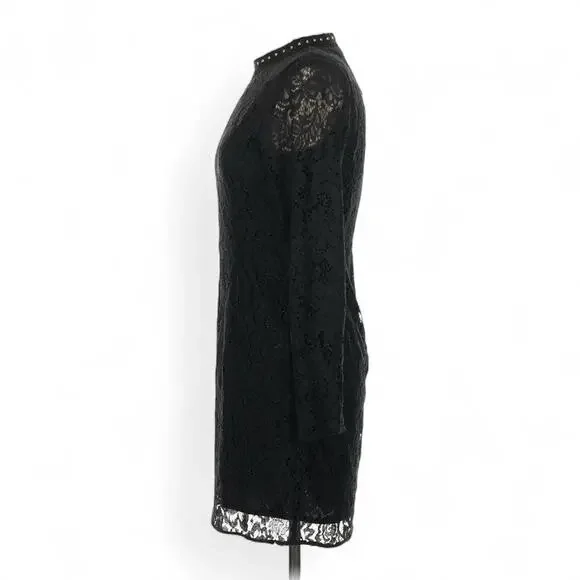 NWT Zara Black Lace Cocktail Party Dress Size Medium Long Sleeve - Picture 4 of 8